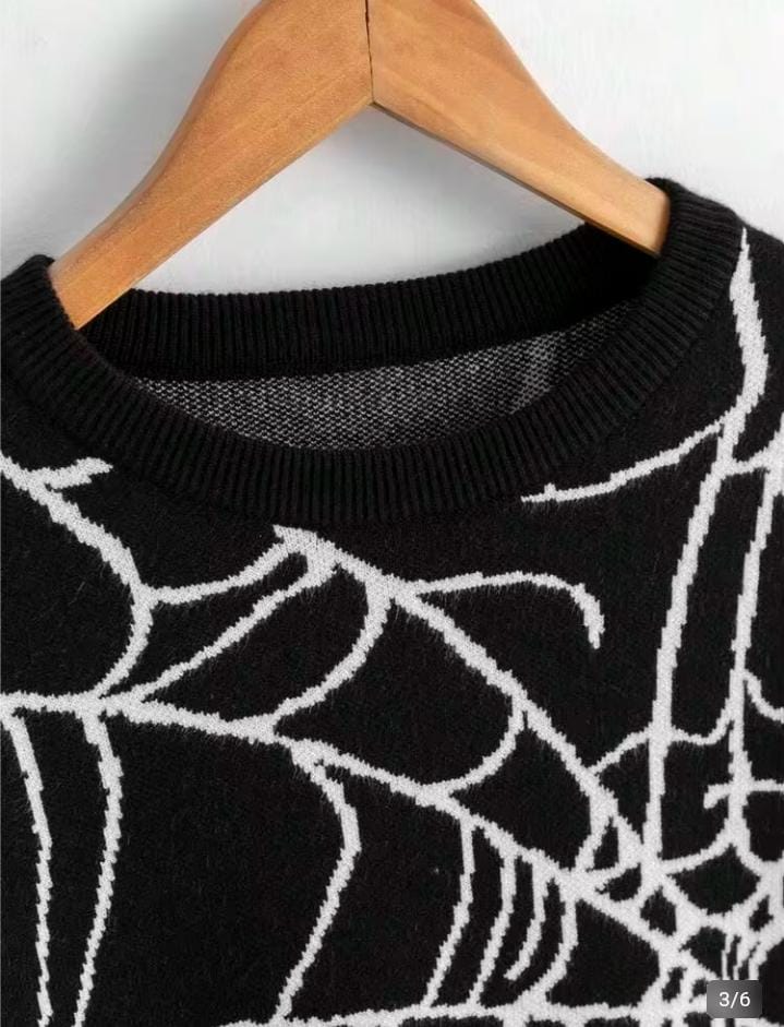 PatPat Tween Boy Spider Web Pattern Sweater