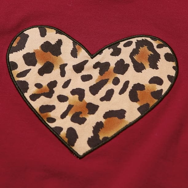 PatPat Toddler Girl Leopard Print Heart Hoodie Sweatshirt and Pants Set