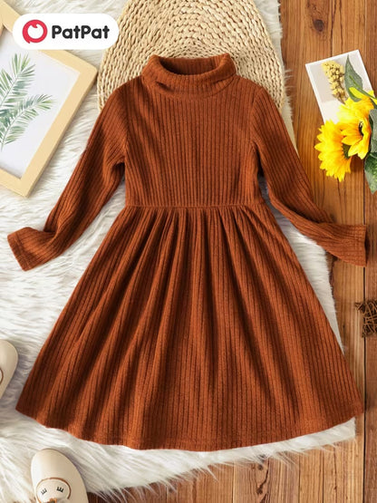 Patpat Toddler Girl Casual Turtleneck/High-Neck Dress