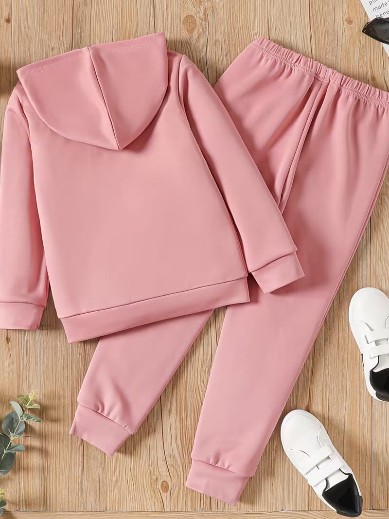 PatPat 2pcs Kid Girl Letter Print Hoodie and Elasticized Pants Set