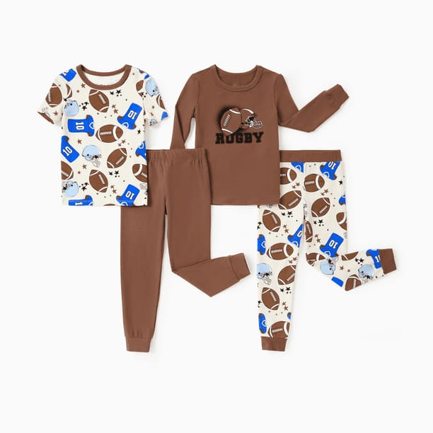 PatPat Toddler / Kids 4-piece Organic Cotton Pajamas Snug fit Pjs for Girls / Boys